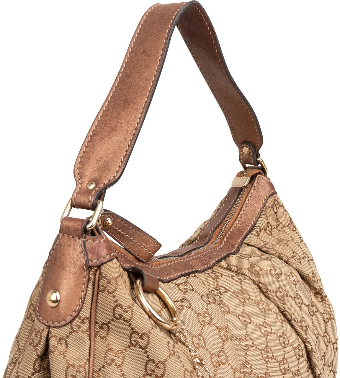 Gucci Monogram GG Canvas Sukey Hobo Shoulder Bag Beige
