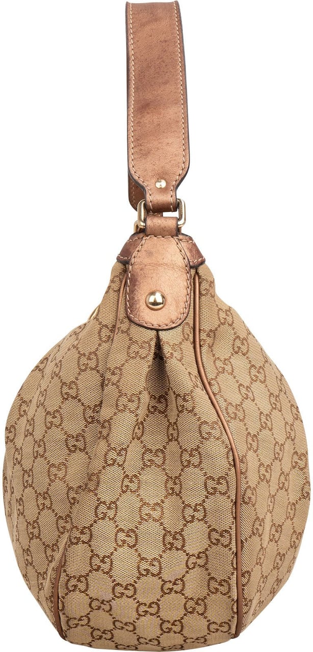 Gucci Monogram GG Canvas Sukey Hobo Shoulder Bag Beige