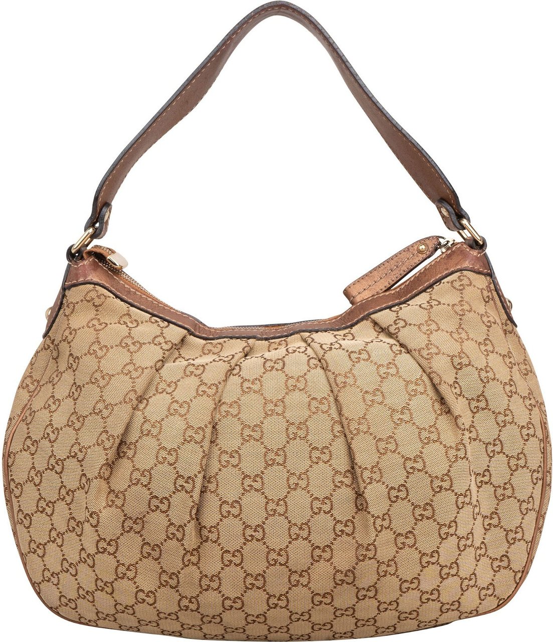 Gucci Monogram GG Canvas Sukey Hobo Shoulder Bag Beige