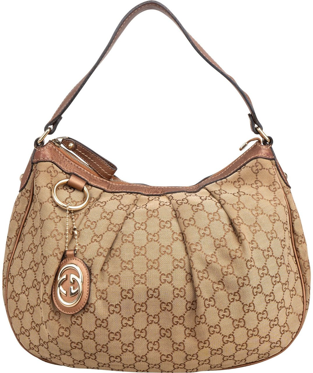 Gucci Monogram GG Canvas Sukey Hobo Shoulder Bag Beige