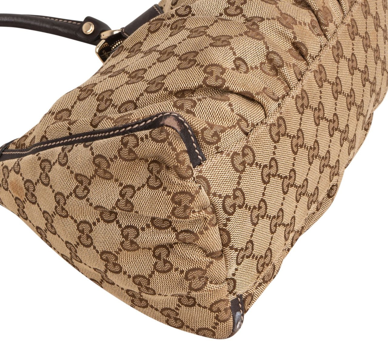 Gucci Monogram GG Canvas Abbey D-Ring Hobo Shoulder Bag Beige