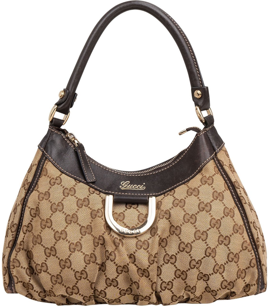Gucci Monogram GG Canvas Abbey D-Ring Hobo Shoulder Bag Beige