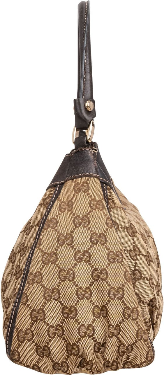 Gucci Monogram GG Canvas Abbey D-Ring Hobo Shoulder Bag Beige