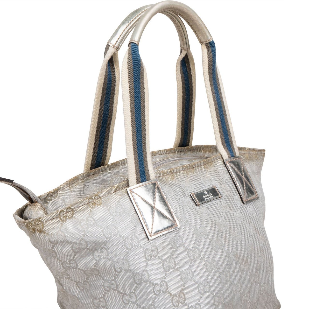 Gucci Monogram GG Crystal Joy Tote Handbag Zilver