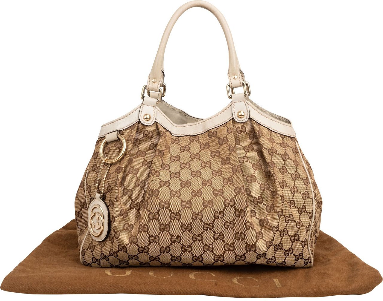 Gucci Monogram GG Canvas Sukey Handbag Beige