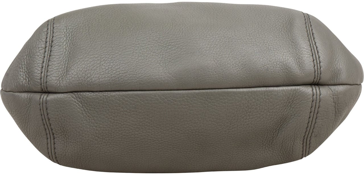 Gucci Pebbled Leather Horsebit Hobo Shoulder Bag Donkergrijs
