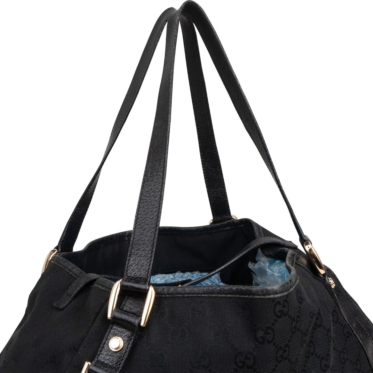 Gucci Monogram GG Canvas Abbey D-Ring Hobo Shoulder Bag Zwart