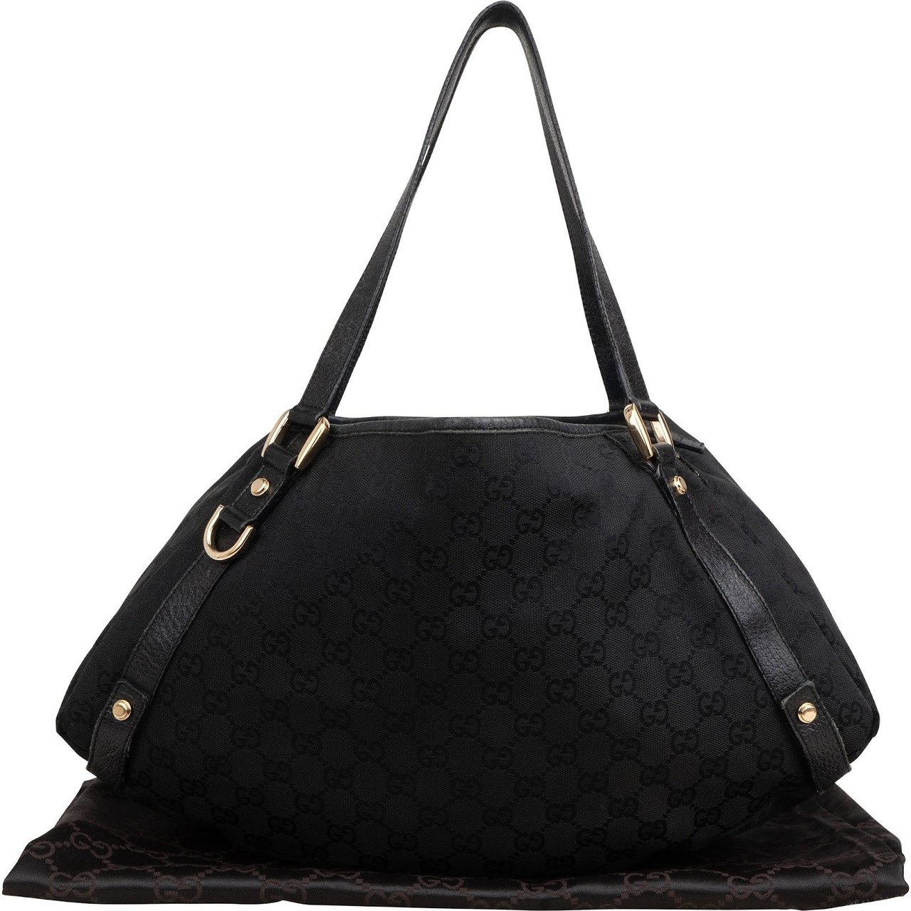 Gucci Monogram GG Canvas Abbey D-Ring Hobo Shoulder Bag Zwart