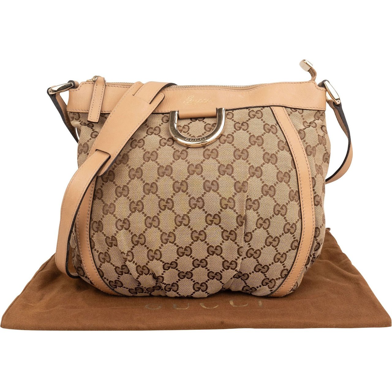Gucci Monogram GG Abbey Crossbody Bag Beige