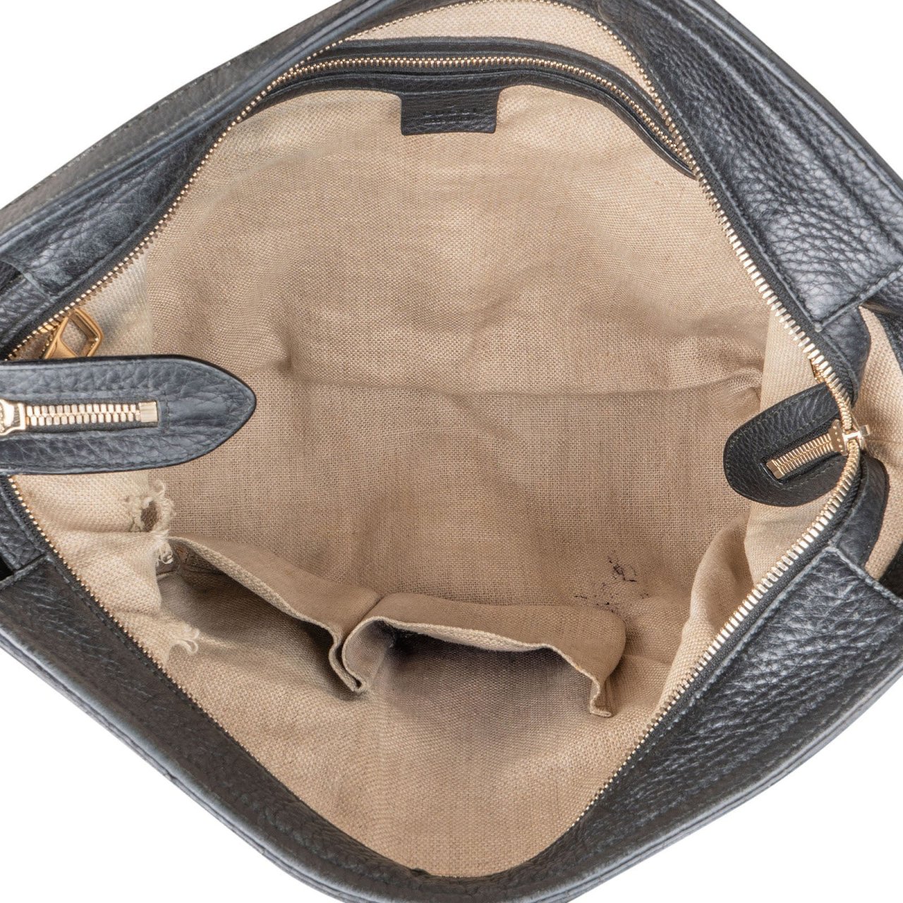 Gucci Monogram GG Canvas Trimmed Leather Tote Shoulder Bag Bruin