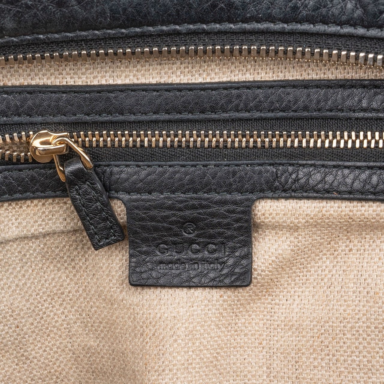 Gucci Monogram GG Canvas Trimmed Leather Tote Shoulder Bag Bruin