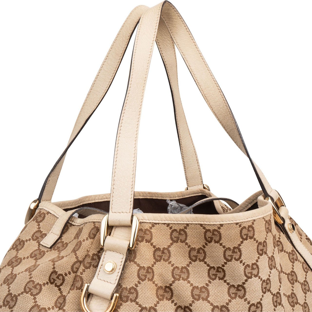 Gucci Monogram GG Canvas Abbey D-Ring Hobo Shoulder Bag Beige