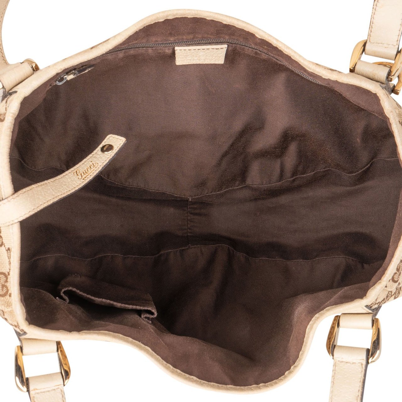 Gucci Monogram GG Canvas Abbey D-Ring Hobo Shoulder Bag Beige