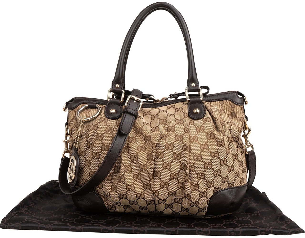 Gucci Monogram GG Canvas Sukey Handbag Beige