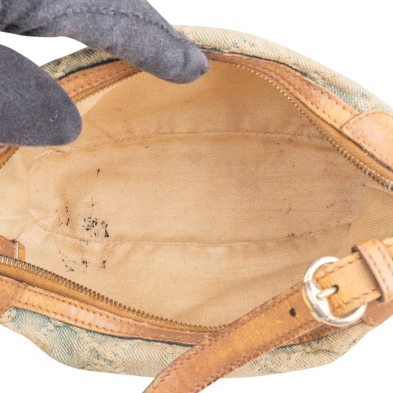 Gucci Monogram Denim GG Hobo Shoulder Bag Blauw