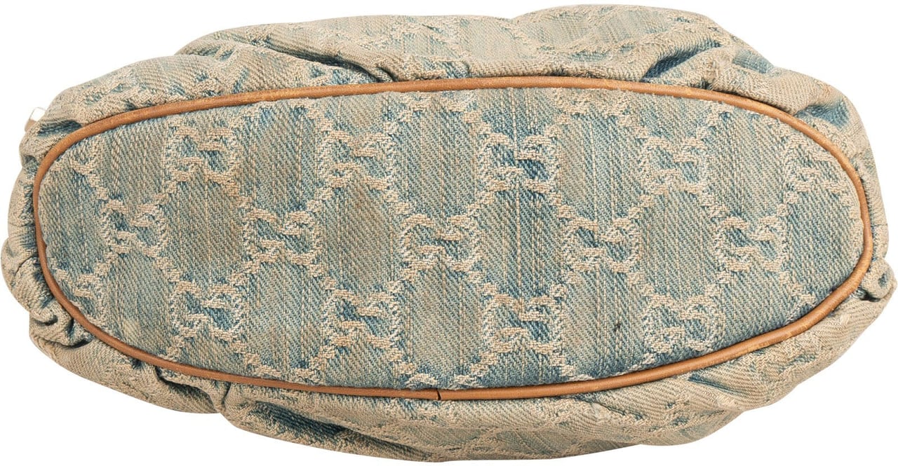 Gucci Monogram Denim GG Hobo Shoulder Bag Blauw