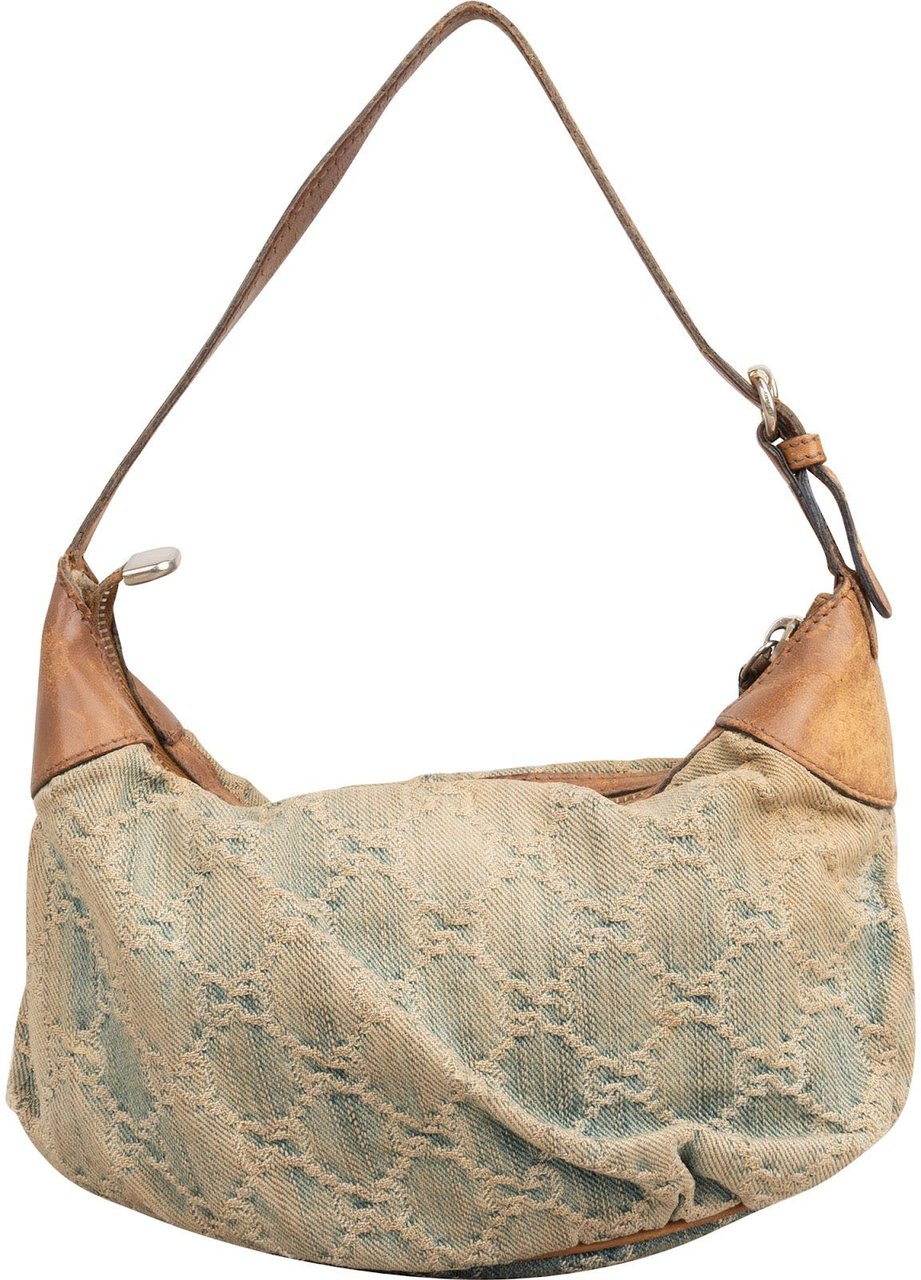 Gucci Monogram Denim GG Hobo Shoulder Bag Blauw