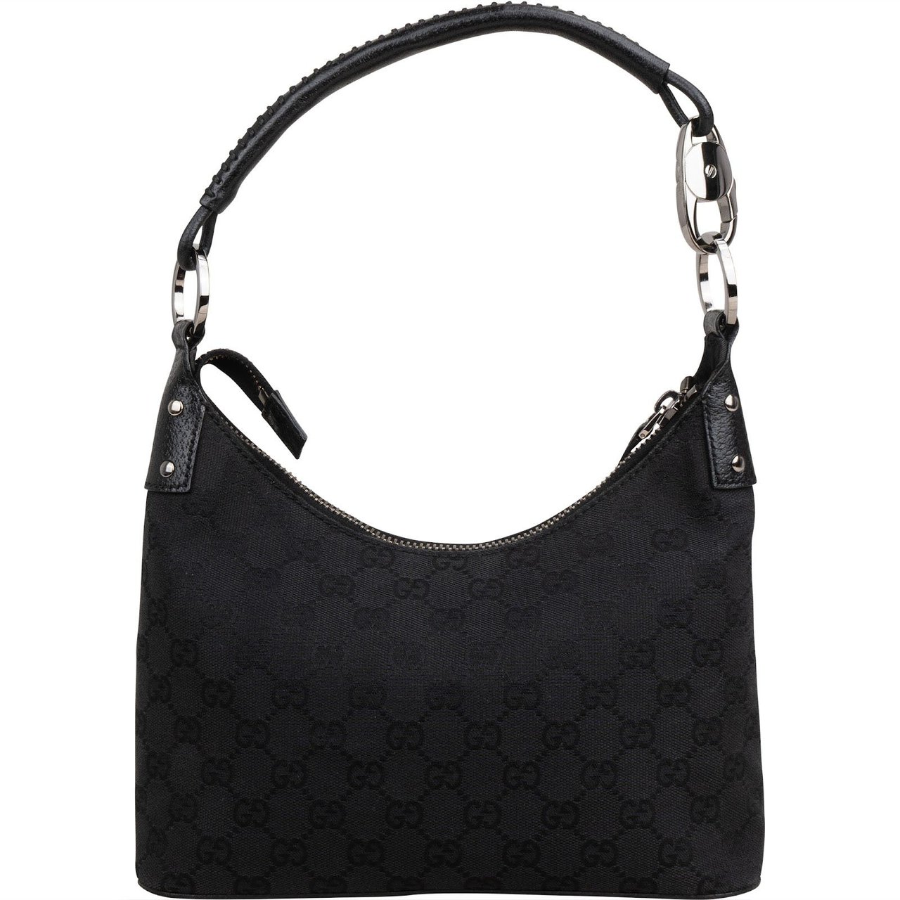 Gucci Monogram GG Canvas Small Hobo Shoulder Bag Zwart