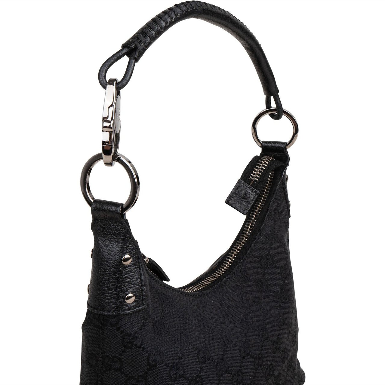 Gucci Monogram GG Canvas Small Hobo Shoulder Bag Zwart