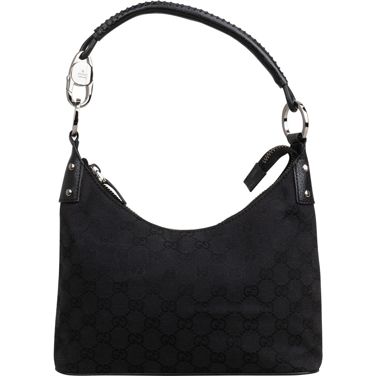Gucci Monogram GG Canvas Small Hobo Shoulder Bag Zwart