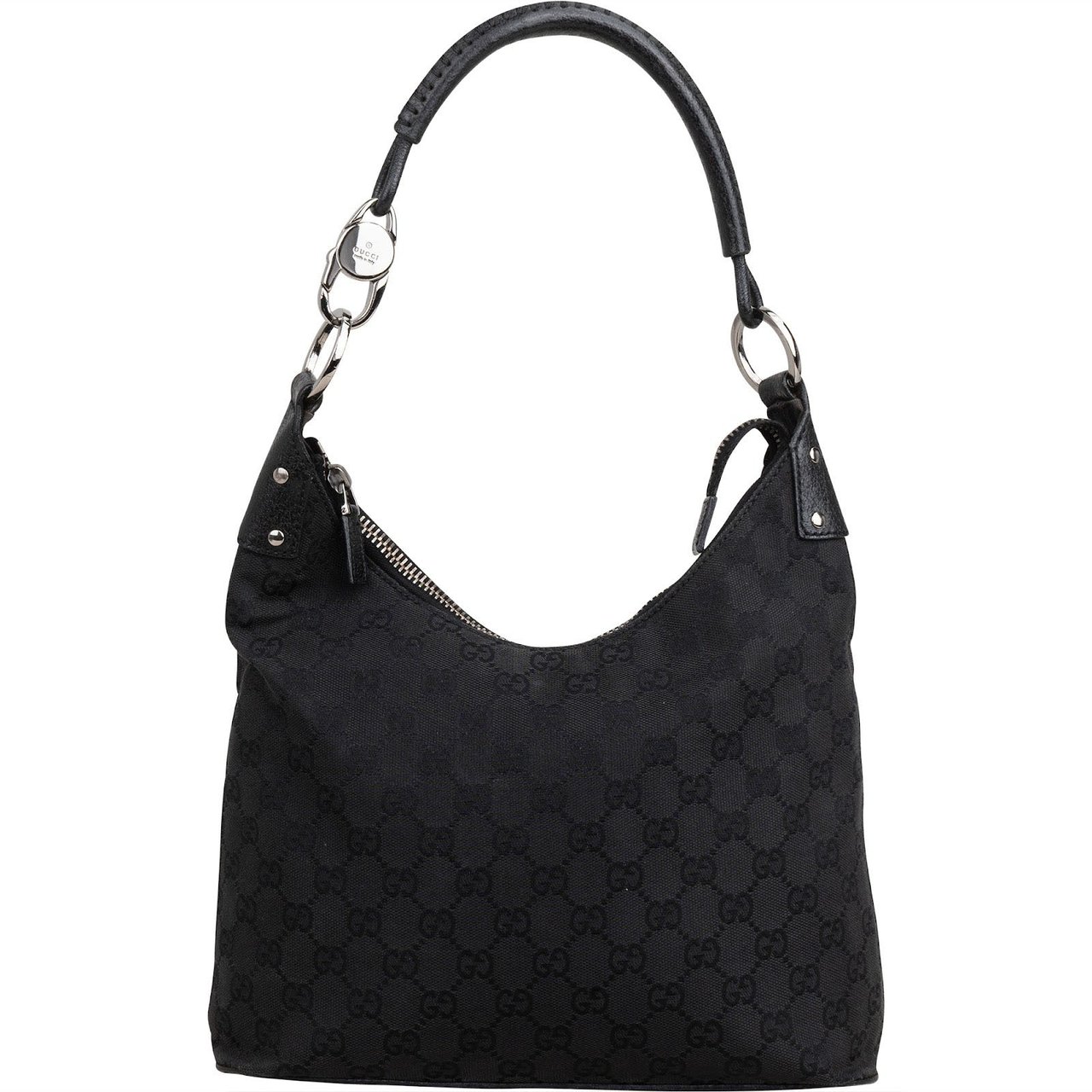 Gucci Monogram GG Canvas Hobo Shoulder Bag Zwart