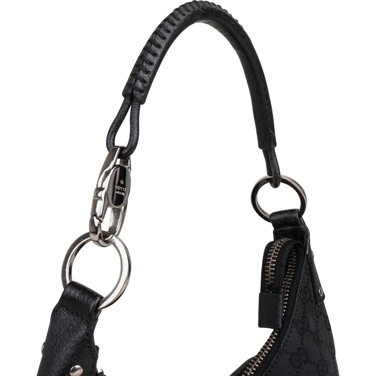 Gucci Monogram GG Canvas Hobo Shoulder Bag Zwart