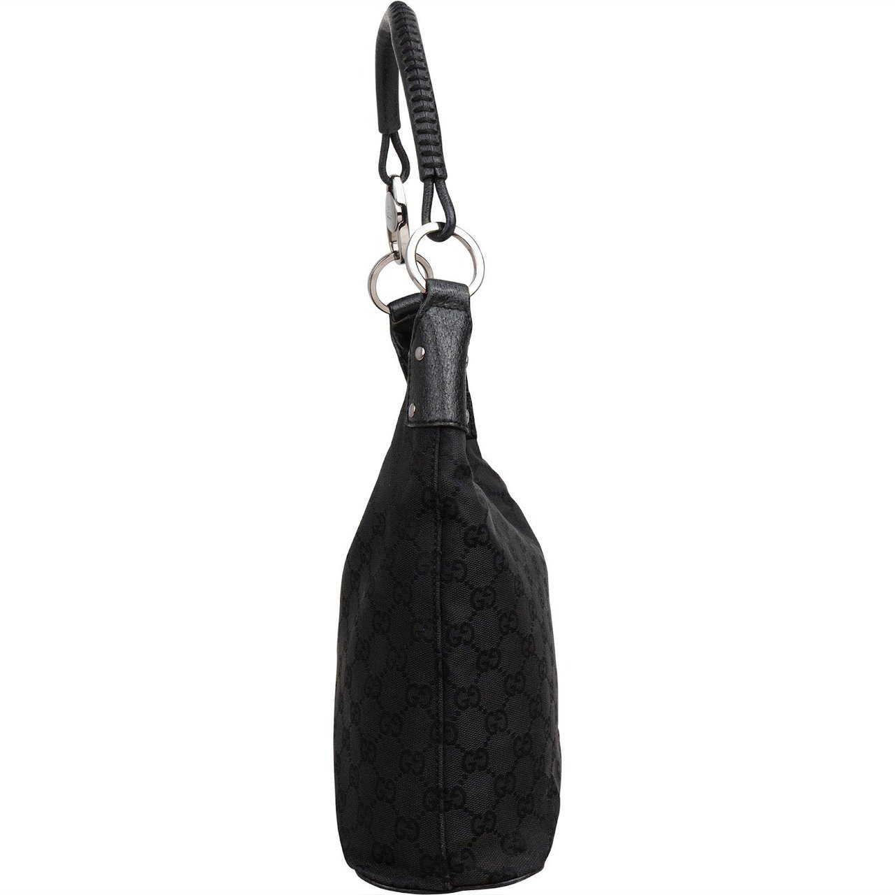 Gucci Monogram GG Canvas Hobo Shoulder Bag Zwart