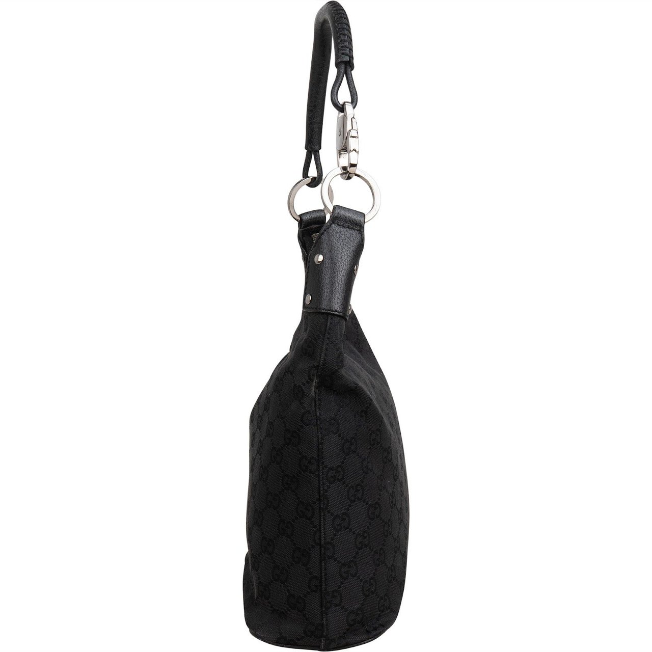Gucci Monogram GG Canvas Hobo Shoulder Bag Zwart