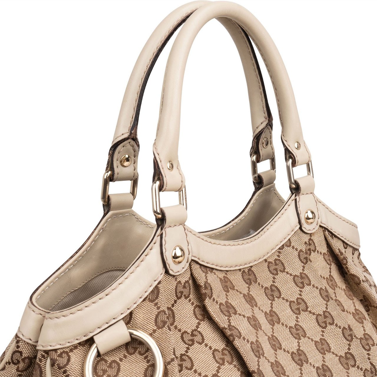 Gucci Monogram GG Canvas Sukey Tote Handbag Beige