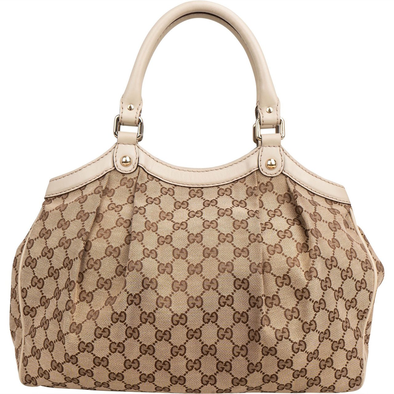 Gucci Monogram GG Canvas Sukey Tote Handbag Beige