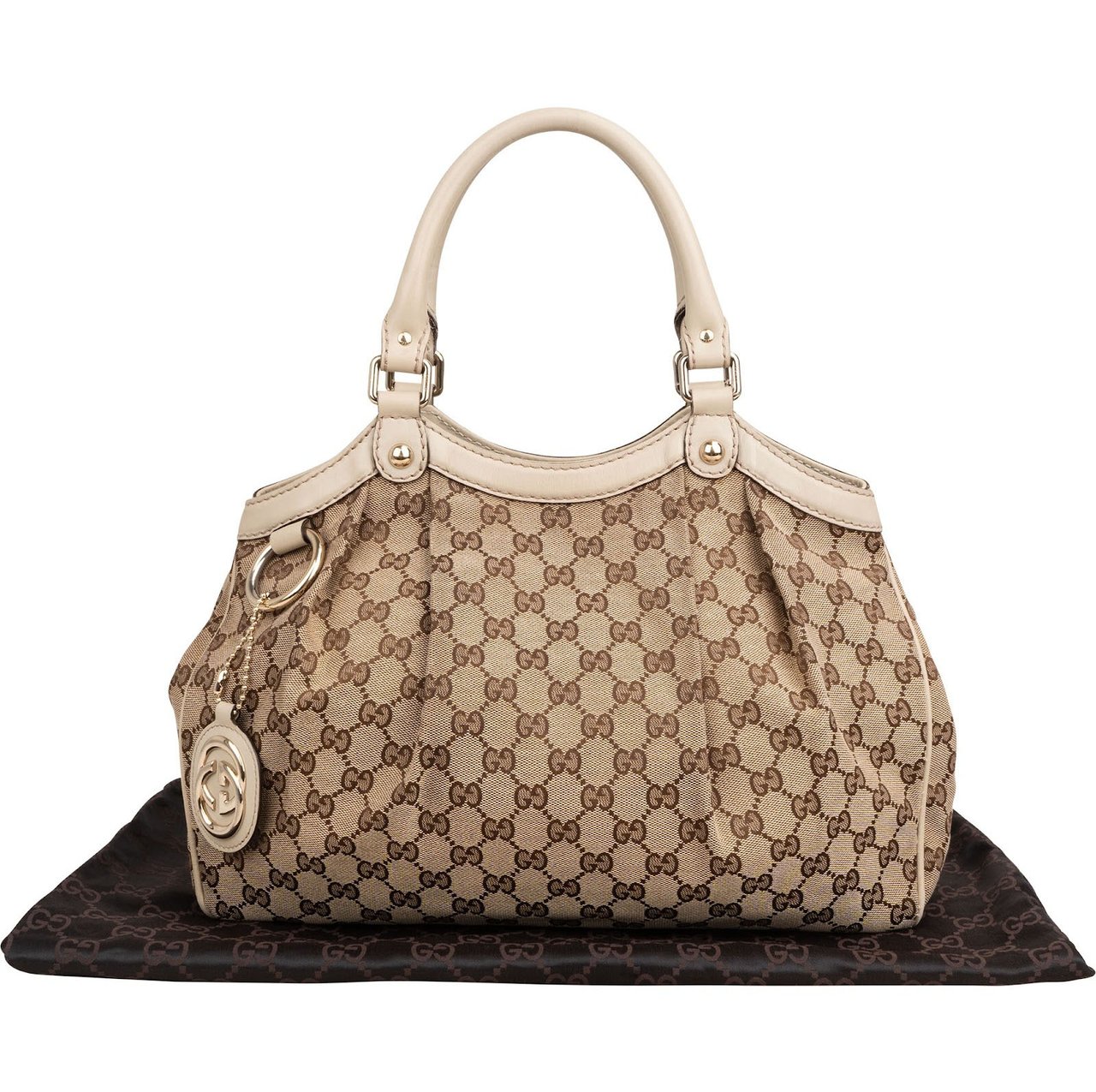 Gucci Monogram GG Canvas Sukey Tote Handbag Beige