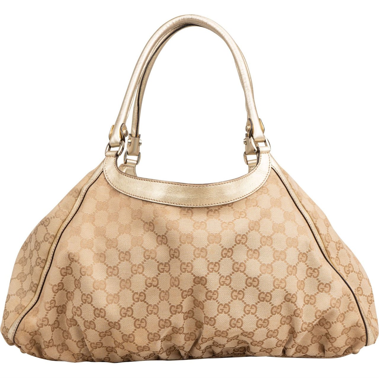 Gucci Monogram GG Canvas Abbey D-Ring Hobo Shoulder Bag Beige