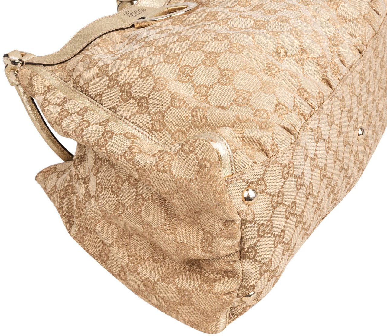 Gucci Monogram GG Canvas Abbey D-Ring Hobo Shoulder Bag Beige