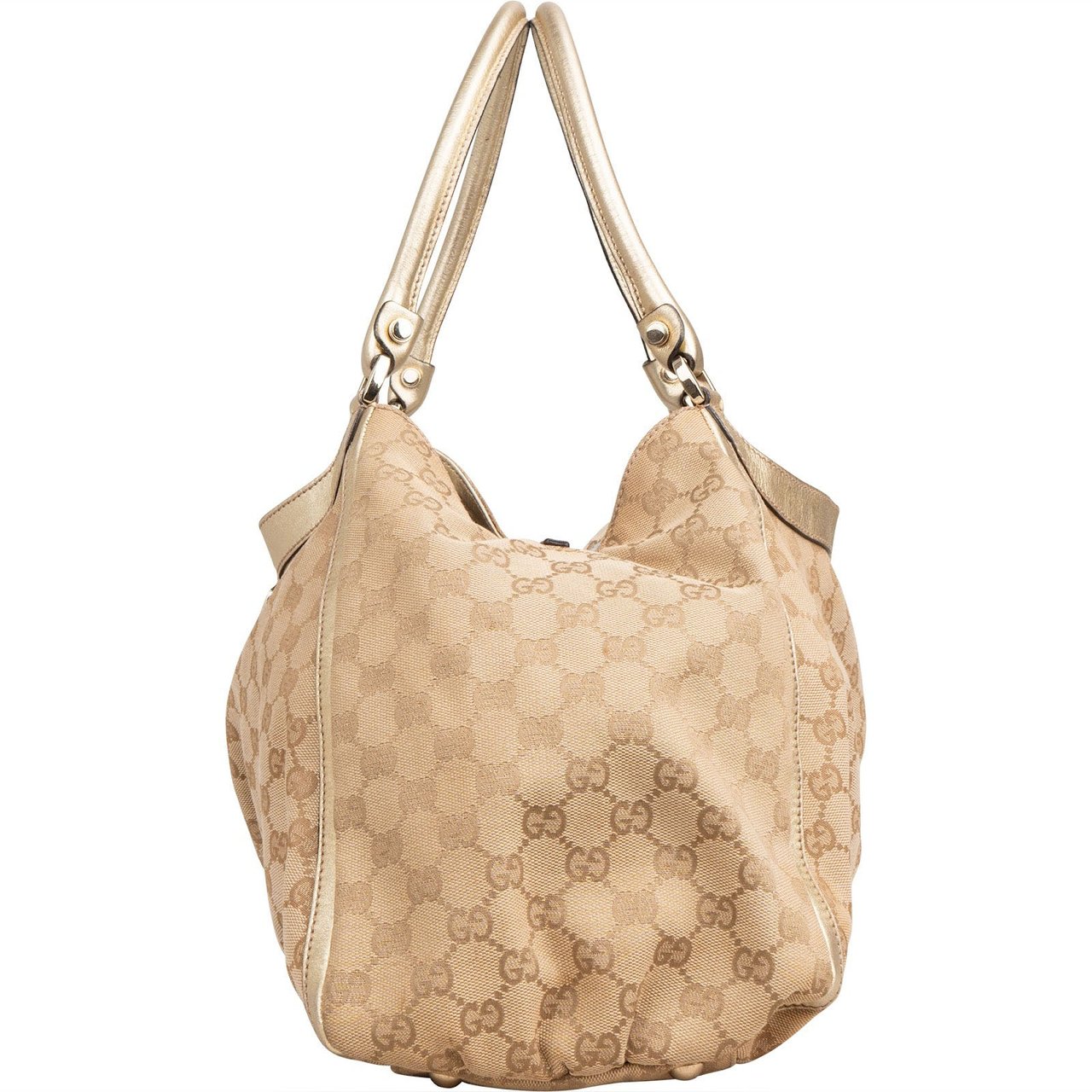 Gucci Monogram GG Canvas Abbey D-Ring Hobo Shoulder Bag Beige