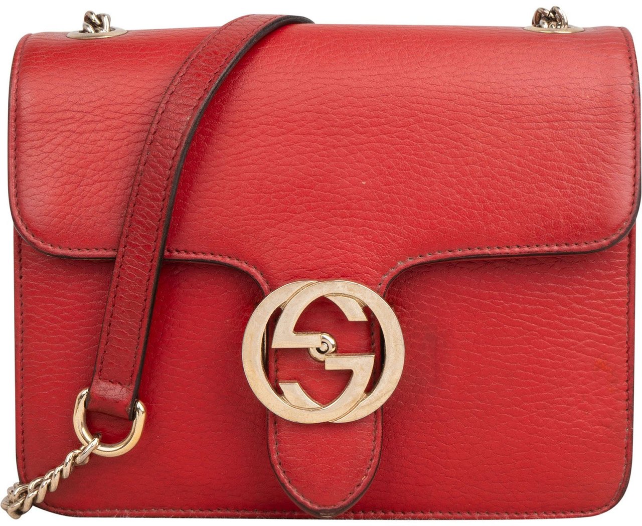 Gucci Leather Interlocking GG Shoulder Crossbody Bag Rood