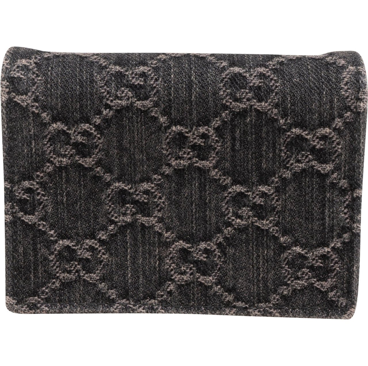Gucci Monogram Denim GG Marmont Mini Wallet Zwart