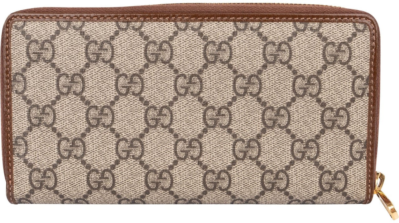 Gucci Monogram GG Supreme Zip Around Wallet Beige