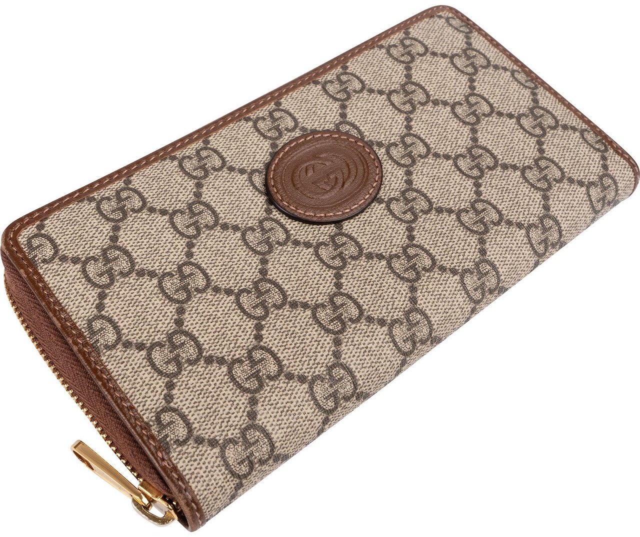Gucci Monogram GG Supreme Zip Around Wallet Beige