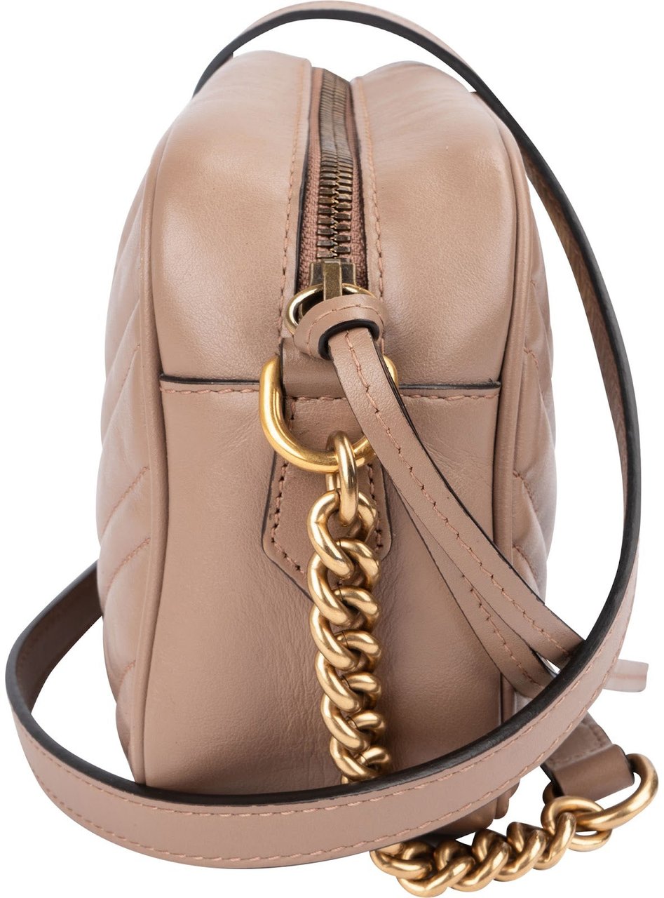 Gucci Chevron Leather GG Marmont Medium Crossbody Bag Rood