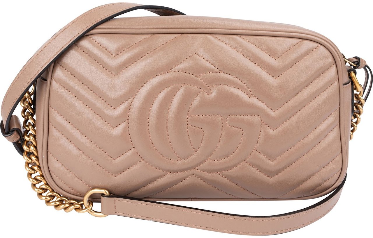 Gucci Chevron Leather GG Marmont Medium Crossbody Bag Rood
