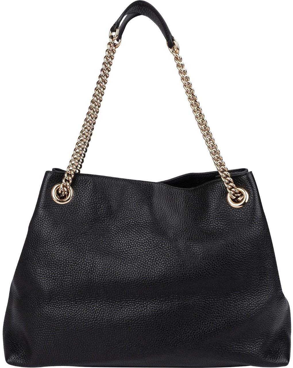 Gucci Grained Leather Soho Chain Tote Crossbody Bag Zwart
