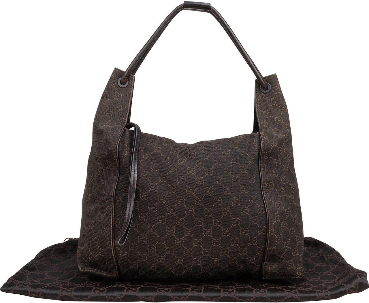 Gucci Monogram GG Canvas Hobo Shoulder Bag Bruin