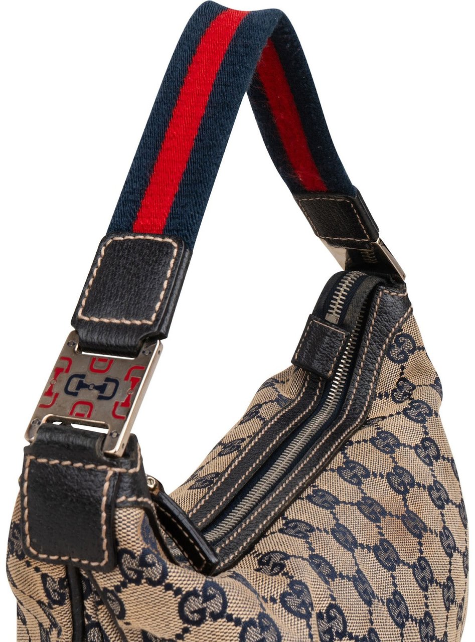 Gucci Monogram GG Canvas Pochette Shoulder Bag Donkergrijs