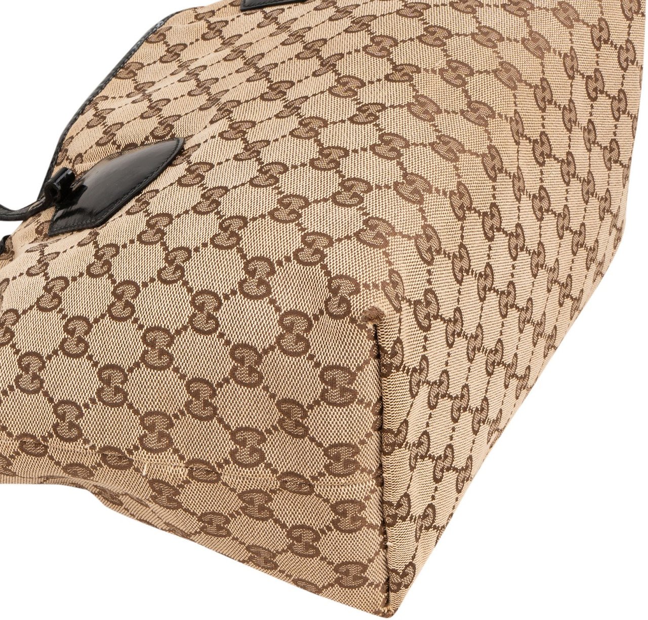 Gucci Monogram GG Canvas Patent Leather Charmy Shoulder Bag Beige