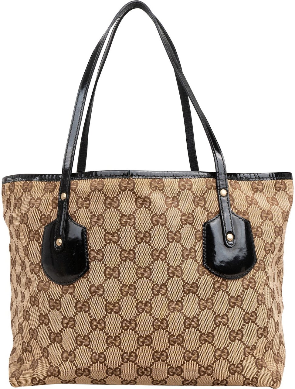 Gucci Monogram GG Canvas Patent Leather Charmy Shoulder Bag Beige