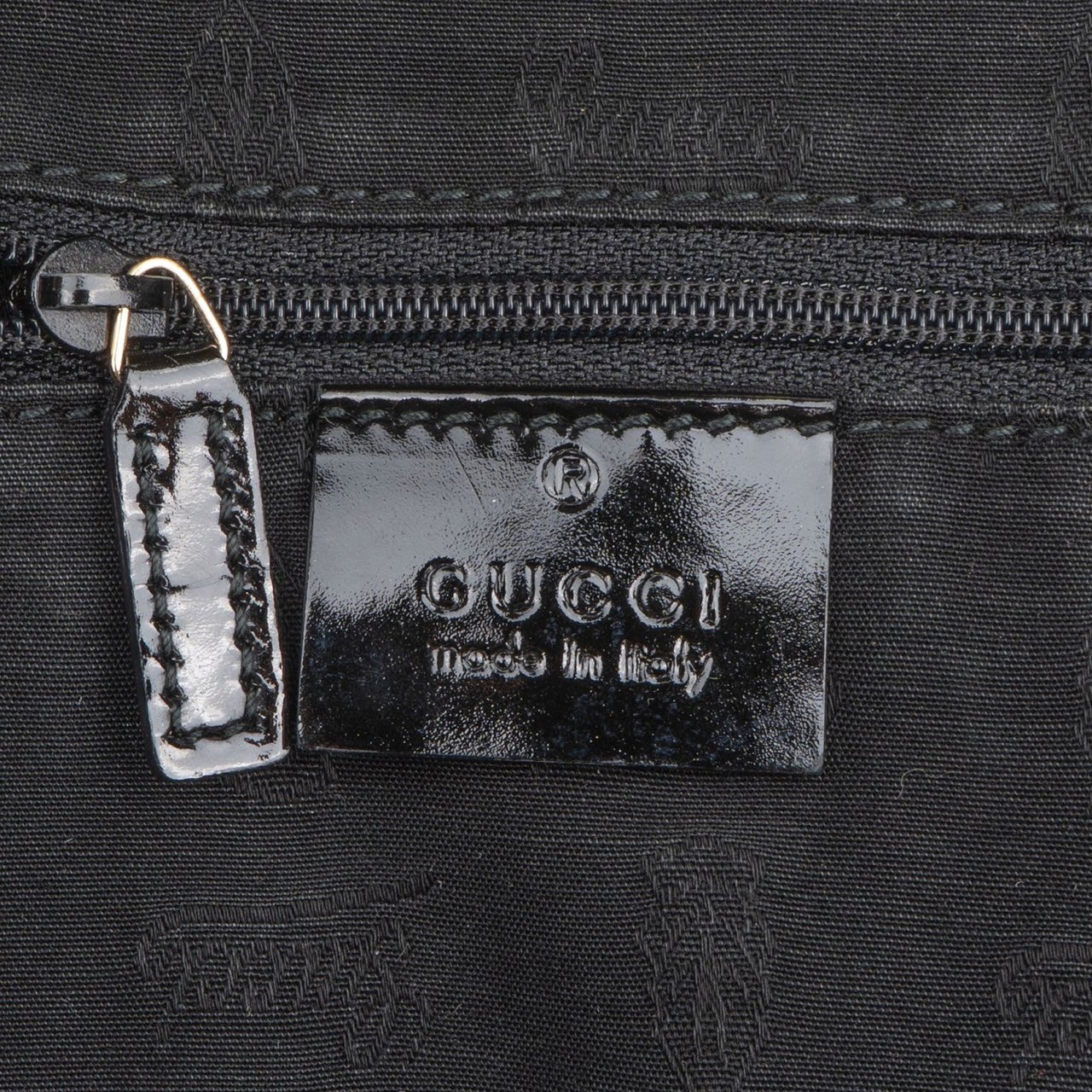 Gucci Monogram GG Canvas Patent Leather Charmy Shoulder Bag Beige