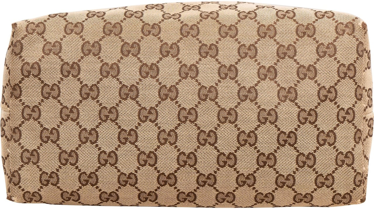 Gucci Monogram GG Canvas Patent Leather Charmy Shoulder Bag Beige