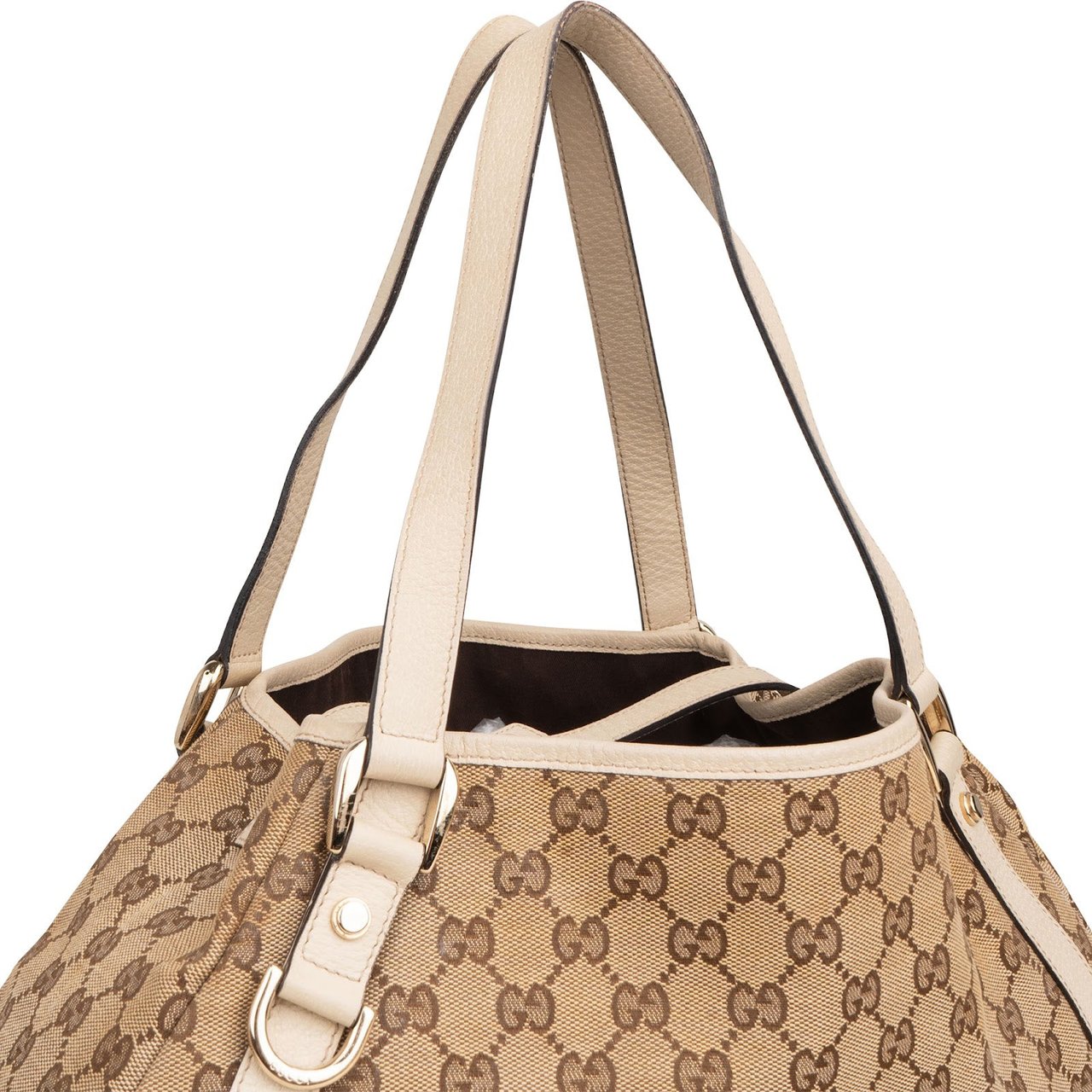 Gucci Monogram GG Canvas Abbey D-Ring Hobo Shoulder Bag Beige
