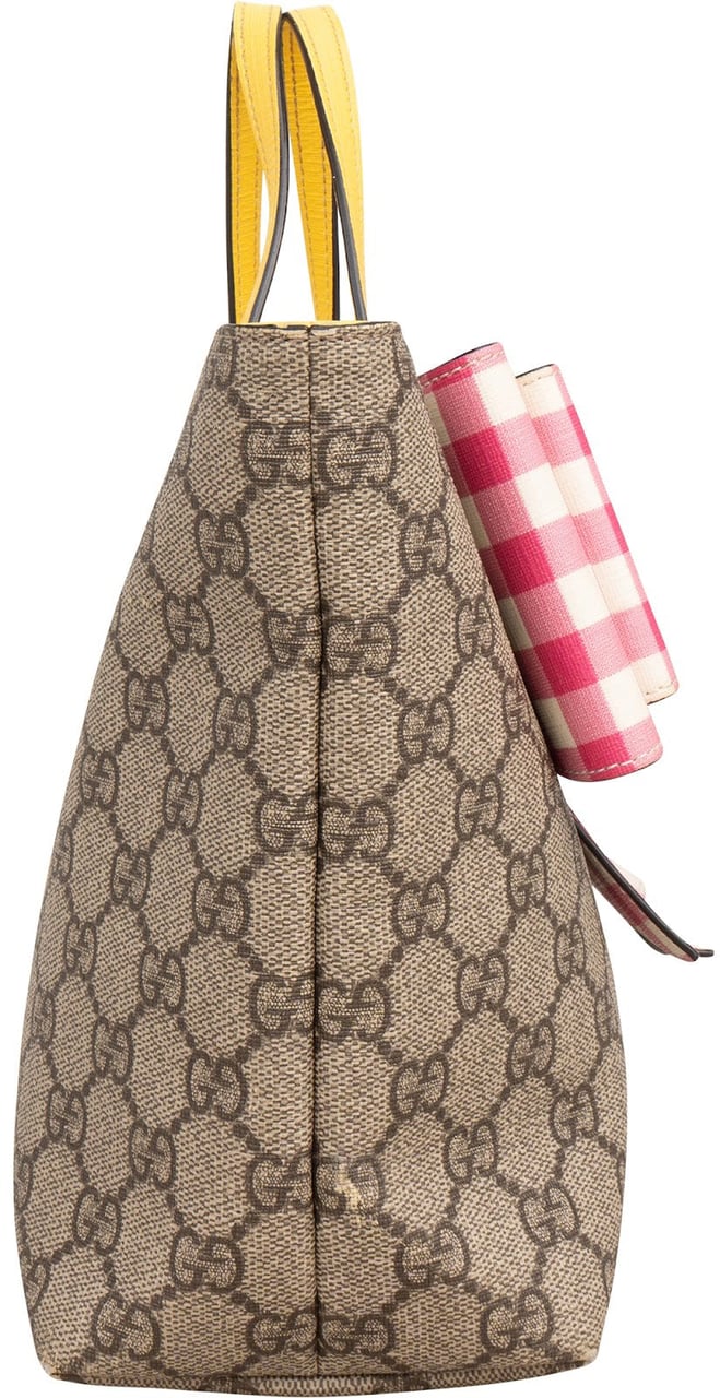 Gucci Monogram GG Supreme Children's Tote Bow Handbag Geel