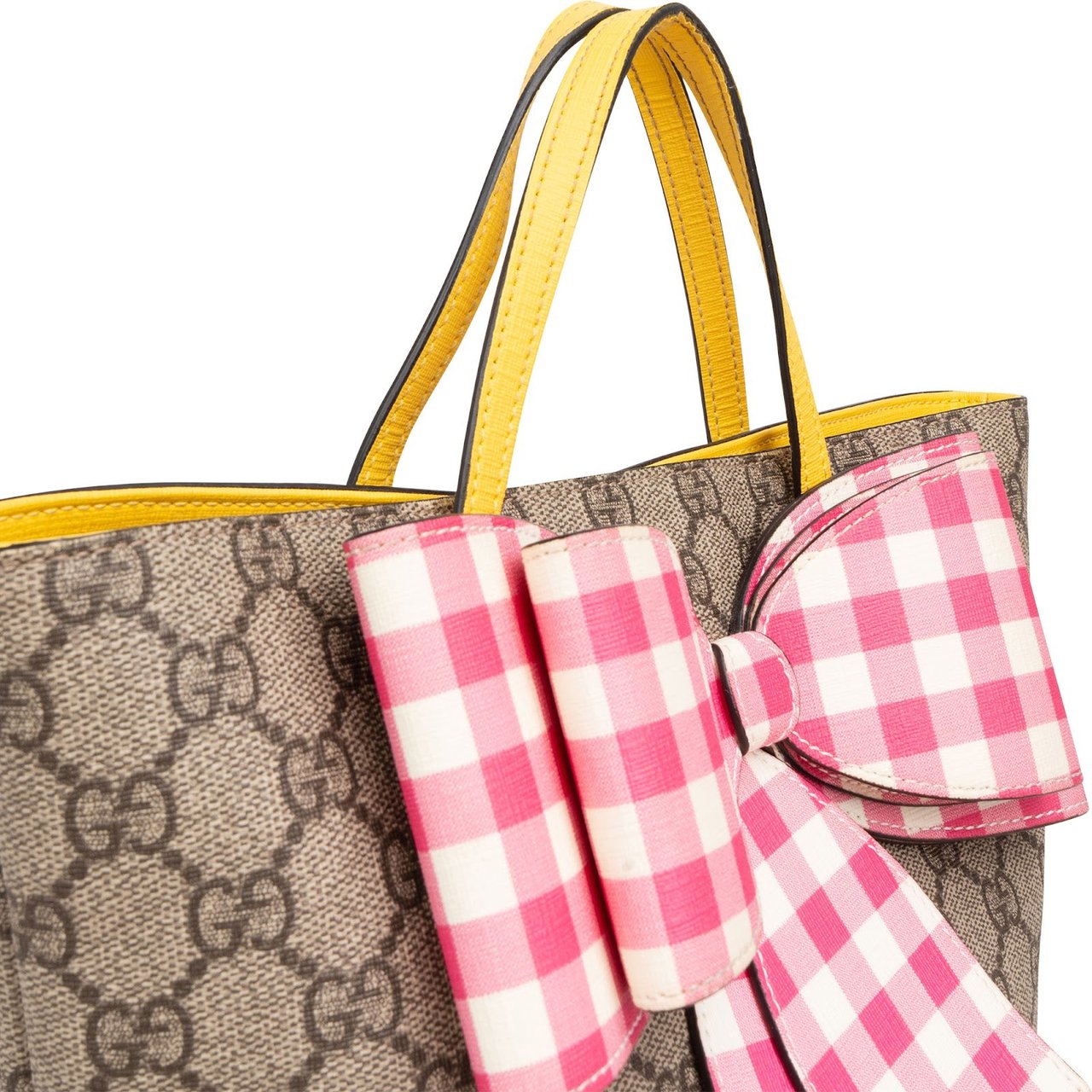 Gucci Monogram GG Supreme Children's Tote Bow Handbag Geel